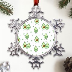 Cute Seamless Pattern With Avocado Lovers Metal Large Snowflake Ornament by Ket1n9