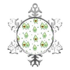 Cute Seamless Pattern With Avocado Lovers Metal Small Snowflake Ornament by Ket1n9