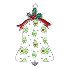 Cute Seamless Pattern With Avocado Lovers Metal Holly Leaf Bell Ornament by Ket1n9