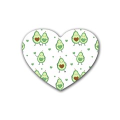 Cute Seamless Pattern With Avocado Lovers Rubber Heart Coaster (4 Pack) by Ket1n9