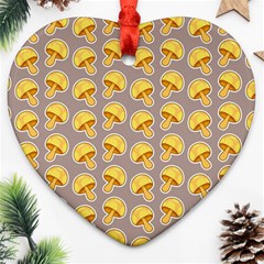 Yellow Mushroom Pattern Ornament (heart) by Ket1n9