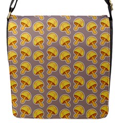 Yellow Mushroom Pattern Flap Closure Messenger Bag (s) by Ket1n9