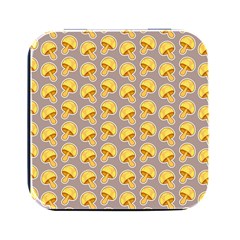 Yellow Mushroom Pattern Square Metal Box (black) by Ket1n9