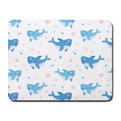 Seamless Pattern With Cute Sharks Hearts Small Mousepad