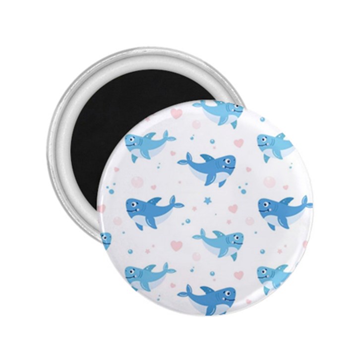 Seamless Pattern With Cute Sharks Hearts 2.25  Magnets