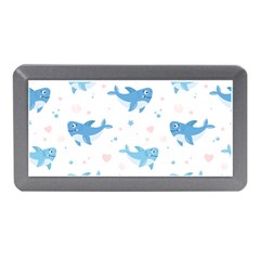 Seamless Pattern With Cute Sharks Hearts Memory Card Reader (mini) by Ket1n9