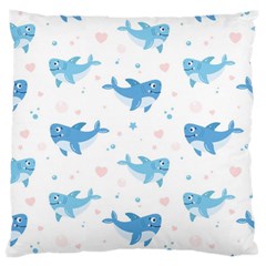 Seamless Pattern With Cute Sharks Hearts Large Cushion Case (one Side) by Ket1n9