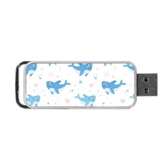 Seamless Pattern With Cute Sharks Hearts Portable Usb Flash (one Side) by Ket1n9