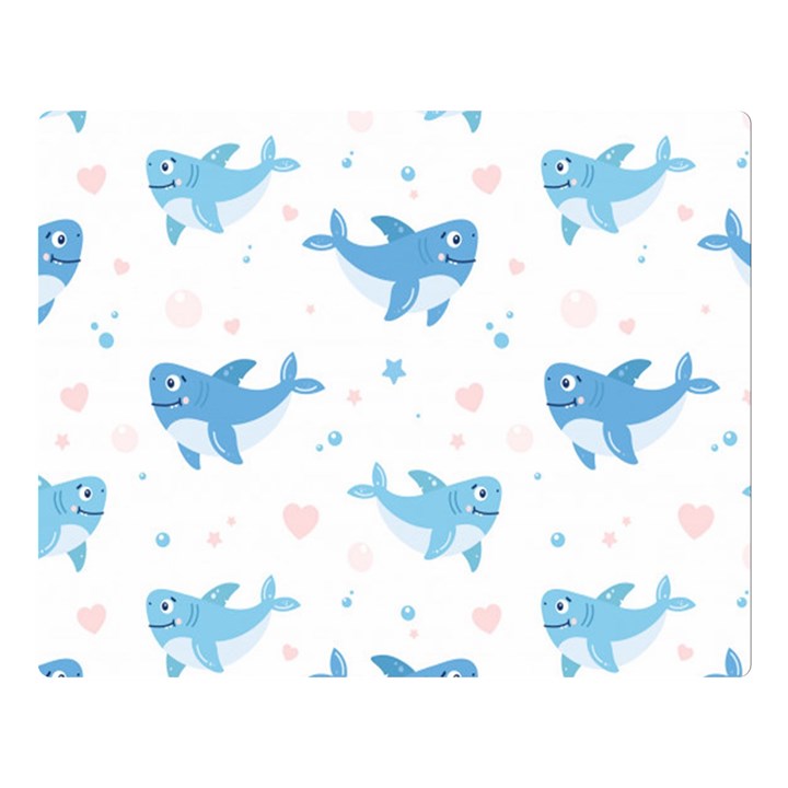 Seamless Pattern With Cute Sharks Hearts Premium Plush Fleece Blanket (Large)