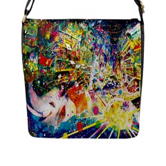 Multicolor Anime Colors Colorful Flap Closure Messenger Bag (l) by Ket1n9