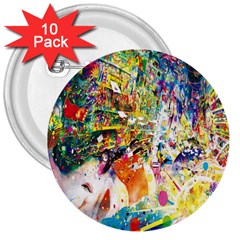 Multicolor Anime Colors Colorful 3  Buttons (10 Pack)  by Ket1n9