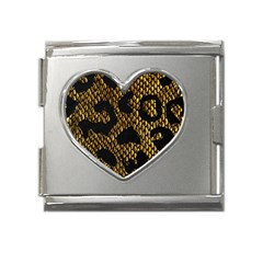 Metallic Snake Skin Pattern Mega Link Heart Italian Charm (18mm) by Ket1n9