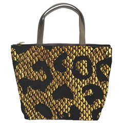 Metallic Snake Skin Pattern Bucket Bag by Ket1n9