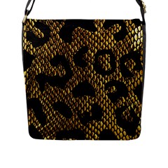 Metallic Snake Skin Pattern Flap Closure Messenger Bag (l) by Ket1n9