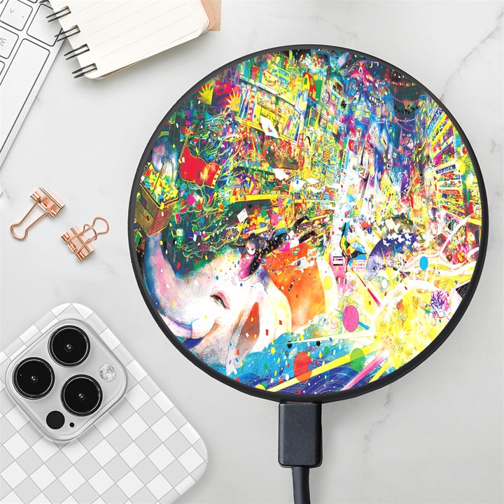 Multicolor Anime Colors Colorful Wireless Fast Charger(Black)