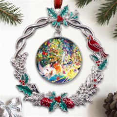 Multicolor Anime Colors Colorful Metal X mas Wreath Holly Leaf Ornament by Ket1n9