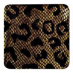 Metallic Snake Skin Pattern Square Glass Fridge Magnet (4 Pack) by Ket1n9