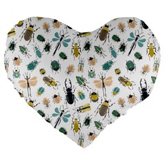 Insect Animal Pattern Large 19  Premium Flano Heart Shape Cushions by Ket1n9