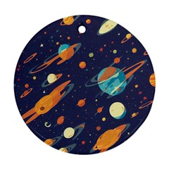 Space Galaxy Planet Universe Stars Night Fantasy Ornament (round) by Ket1n9