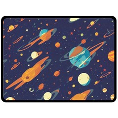 Space Galaxy Planet Universe Stars Night Fantasy Two Sides Fleece Blanket (large) by Ket1n9