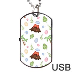 Cute Palm Volcano Seamless Pattern Dog Tag Usb Flash (two Sides) by Ket1n9