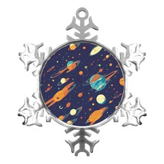 Space Galaxy Planet Universe Stars Night Fantasy Metal Small Snowflake Ornament by Ket1n9