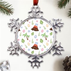 Cute Palm Volcano Seamless Pattern Metal Large Snowflake Ornament by Ket1n9