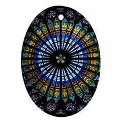 Stained Glass Rose Window In France s Strasbourg Cathedral Ornament (oval) by Ket1n9