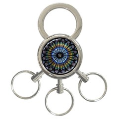 Stained Glass Rose Window In France s Strasbourg Cathedral 3-ring Key Chain by Ket1n9