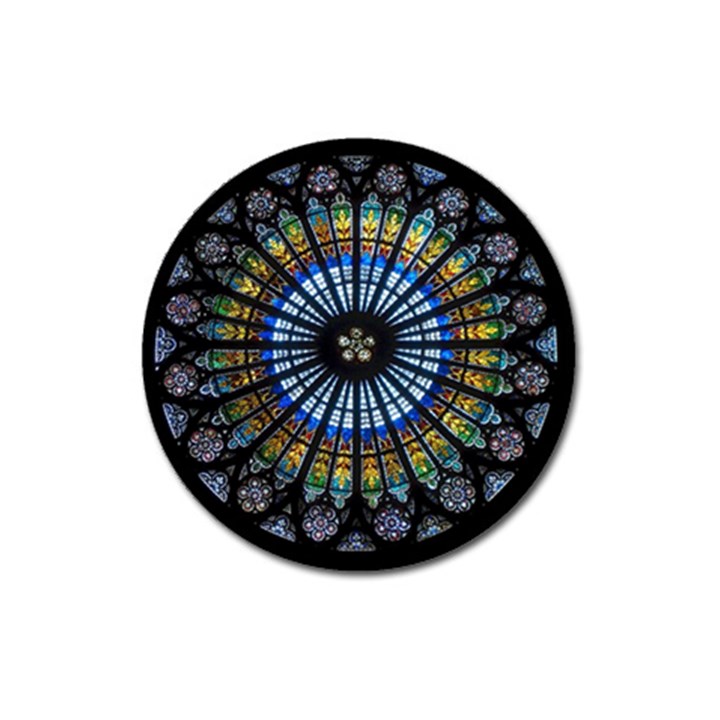 Stained Glass Rose Window In France s Strasbourg Cathedral Magnet 3  (Round)