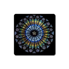 Stained Glass Rose Window In France s Strasbourg Cathedral Square Magnet by Ket1n9