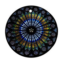 Stained Glass Rose Window In France s Strasbourg Cathedral Round Ornament (two Sides) by Ket1n9