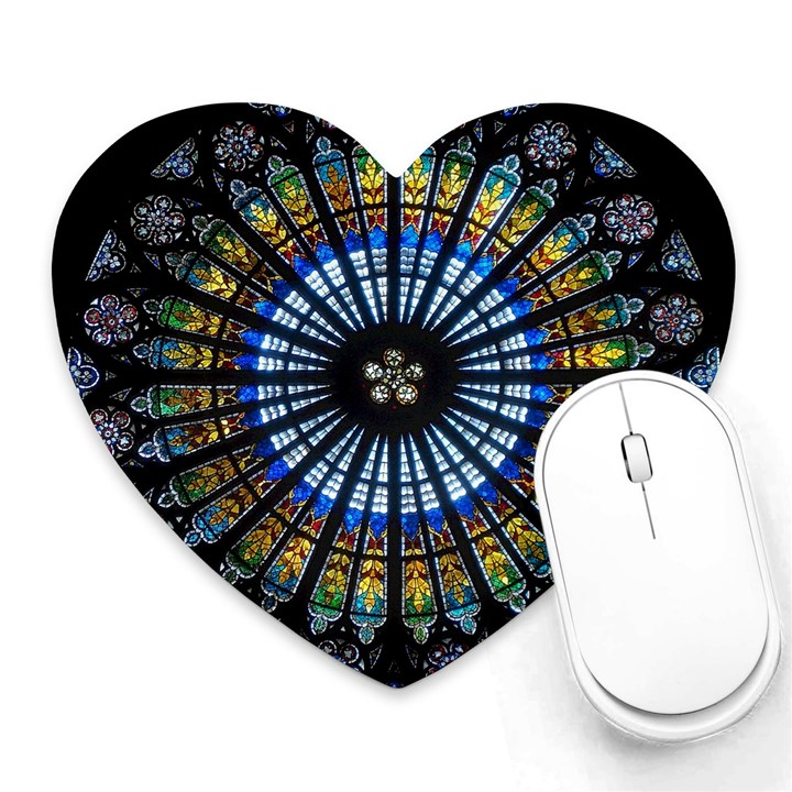 Stained Glass Rose Window In France s Strasbourg Cathedral Heart Mousepad