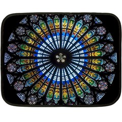 Stained Glass Rose Window In France s Strasbourg Cathedral Fleece Blanket (mini) by Ket1n9