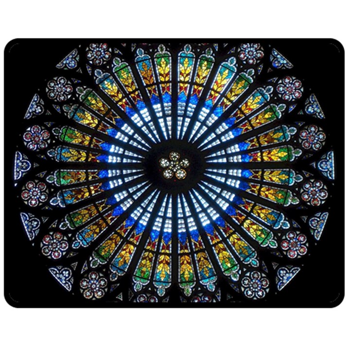 Stained Glass Rose Window In France s Strasbourg Cathedral Fleece Blanket (Medium)