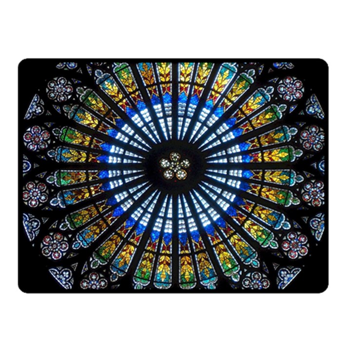 Stained Glass Rose Window In France s Strasbourg Cathedral Fleece Blanket (Small)