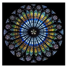 Stained Glass Rose Window In France s Strasbourg Cathedral Square Satin Scarf (36  X 36 ) by Ket1n9