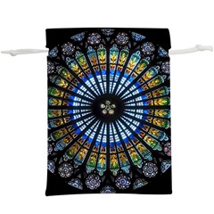 Stained Glass Rose Window In France s Strasbourg Cathedral Lightweight Drawstring Pouch (xl) by Ket1n9