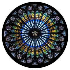 Stained Glass Rose Window In France s Strasbourg Cathedral Round Trivet by Ket1n9