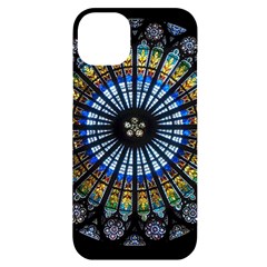 Stained Glass Rose Window In France s Strasbourg Cathedral Iphone 14 Plus Black Uv Print Case by Ket1n9