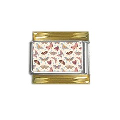 Pattern With Butterflies Moths Gold Trim Italian Charm (9mm) by Ket1n9