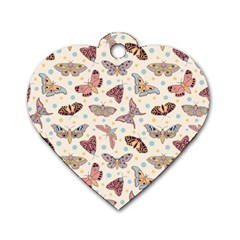 Pattern With Butterflies Moths Dog Tag Heart (one Side) by Ket1n9