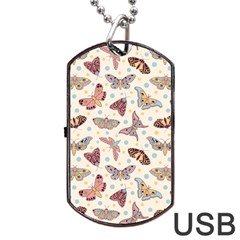 Pattern With Butterflies Moths Dog Tag Usb Flash (one Side) by Ket1n9