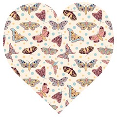 Pattern With Butterflies Moths Wooden Puzzle Heart by Ket1n9