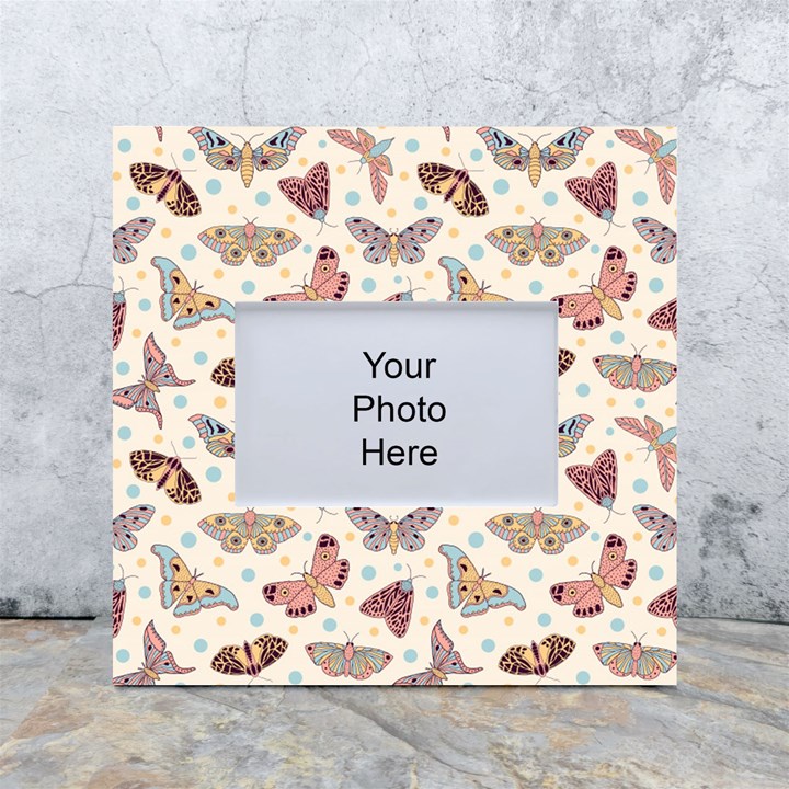 Pattern With Butterflies Moths White Box Photo Frame 4  x 6 