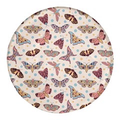 Pattern With Butterflies Moths Round Glass Fridge Magnet (4 Pack) by Ket1n9