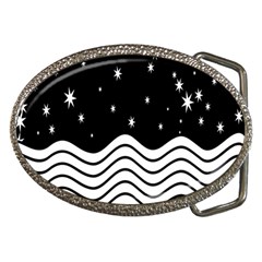 Black And White Waves And Stars Abstract Backdrop Clipart Belt Buckles