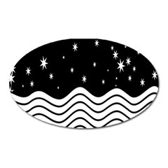 Black And White Waves And Stars Abstract Backdrop Clipart Oval Magnet