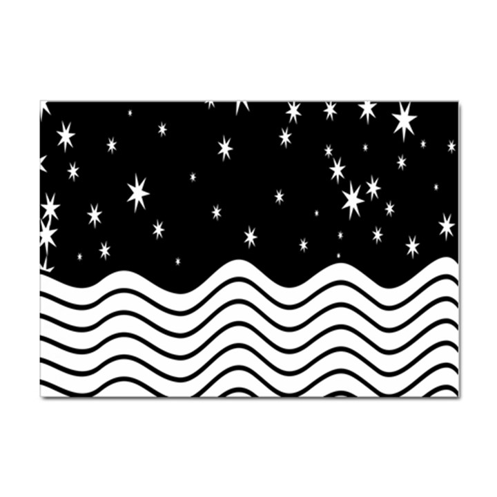 Black And White Waves And Stars Abstract Backdrop Clipart Sticker A4 (10 pack)