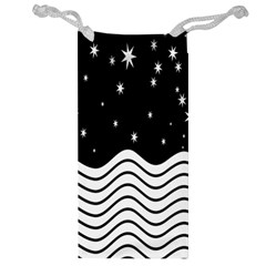 Black And White Waves And Stars Abstract Backdrop Clipart Jewelry Bag